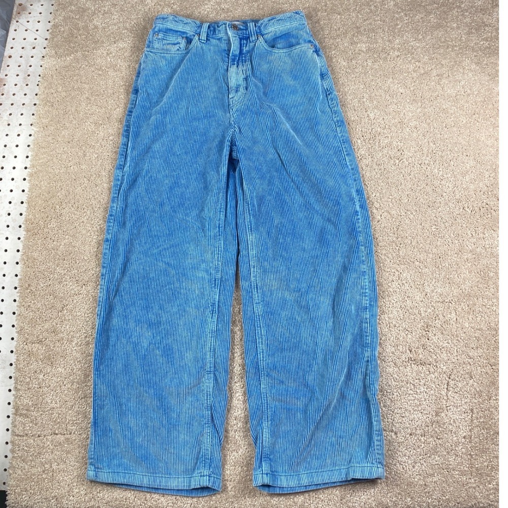 BDG Urban Outfitters High & Wide Blue Corduroy Pants Women Size 28 Wide Leg